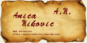 Anica Miković vizit kartica